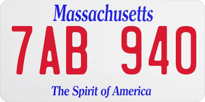 MA license plate 7AB940