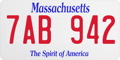 MA license plate 7AB942
