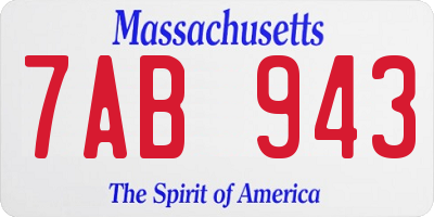 MA license plate 7AB943