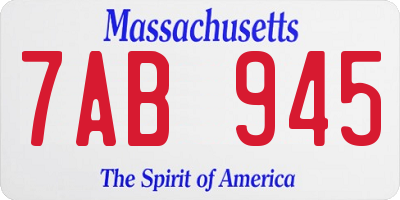 MA license plate 7AB945