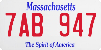 MA license plate 7AB947
