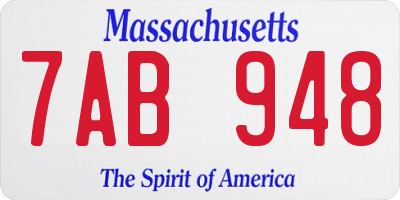 MA license plate 7AB948
