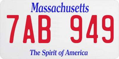 MA license plate 7AB949