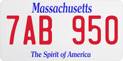 MA license plate 7AB950