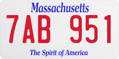 MA license plate 7AB951
