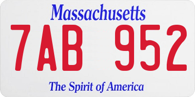 MA license plate 7AB952