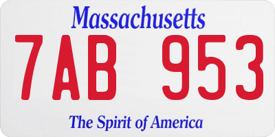 MA license plate 7AB953