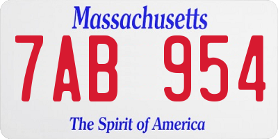 MA license plate 7AB954