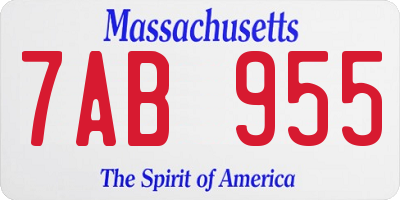 MA license plate 7AB955