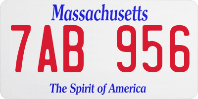MA license plate 7AB956