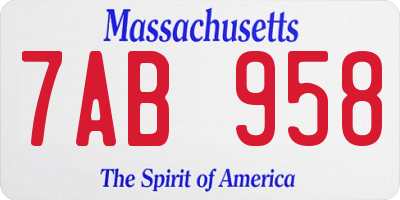 MA license plate 7AB958