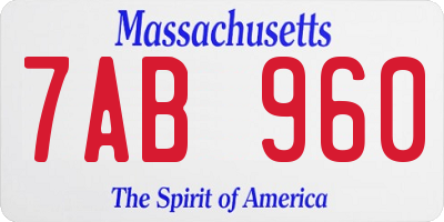 MA license plate 7AB960