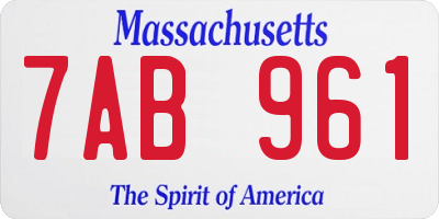 MA license plate 7AB961