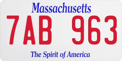 MA license plate 7AB963