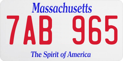MA license plate 7AB965