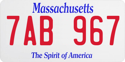 MA license plate 7AB967