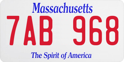 MA license plate 7AB968