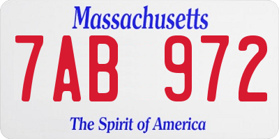 MA license plate 7AB972