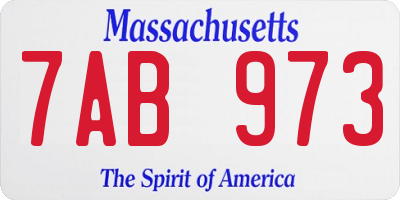 MA license plate 7AB973