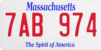 MA license plate 7AB974