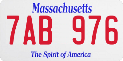 MA license plate 7AB976