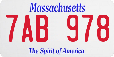 MA license plate 7AB978