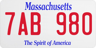 MA license plate 7AB980