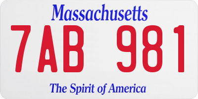 MA license plate 7AB981
