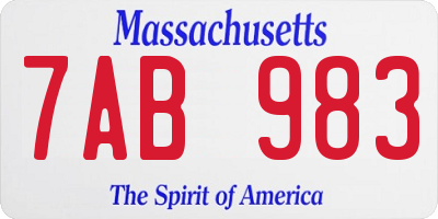 MA license plate 7AB983
