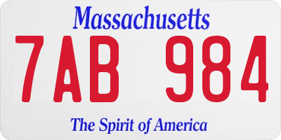 MA license plate 7AB984