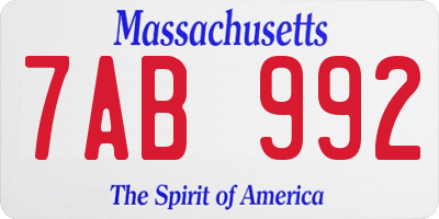 MA license plate 7AB992