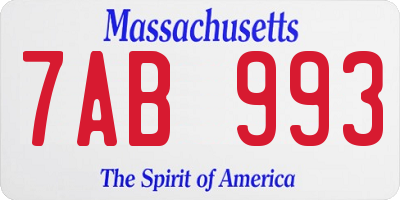 MA license plate 7AB993