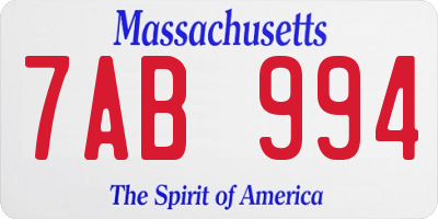 MA license plate 7AB994