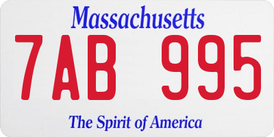 MA license plate 7AB995