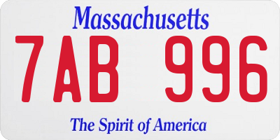 MA license plate 7AB996