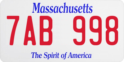 MA license plate 7AB998