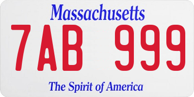 MA license plate 7AB999