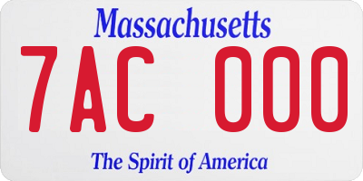MA license plate 7AC000