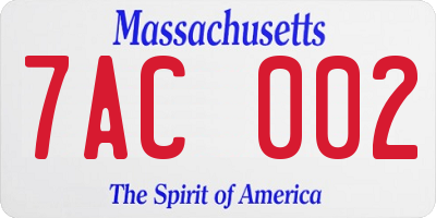 MA license plate 7AC002