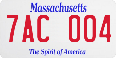 MA license plate 7AC004