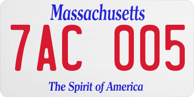 MA license plate 7AC005