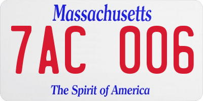 MA license plate 7AC006