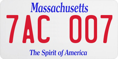 MA license plate 7AC007