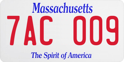 MA license plate 7AC009