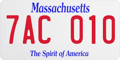 MA license plate 7AC010