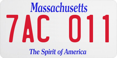 MA license plate 7AC011