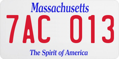 MA license plate 7AC013