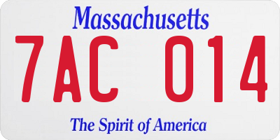 MA license plate 7AC014