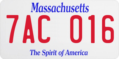 MA license plate 7AC016