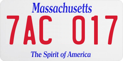 MA license plate 7AC017